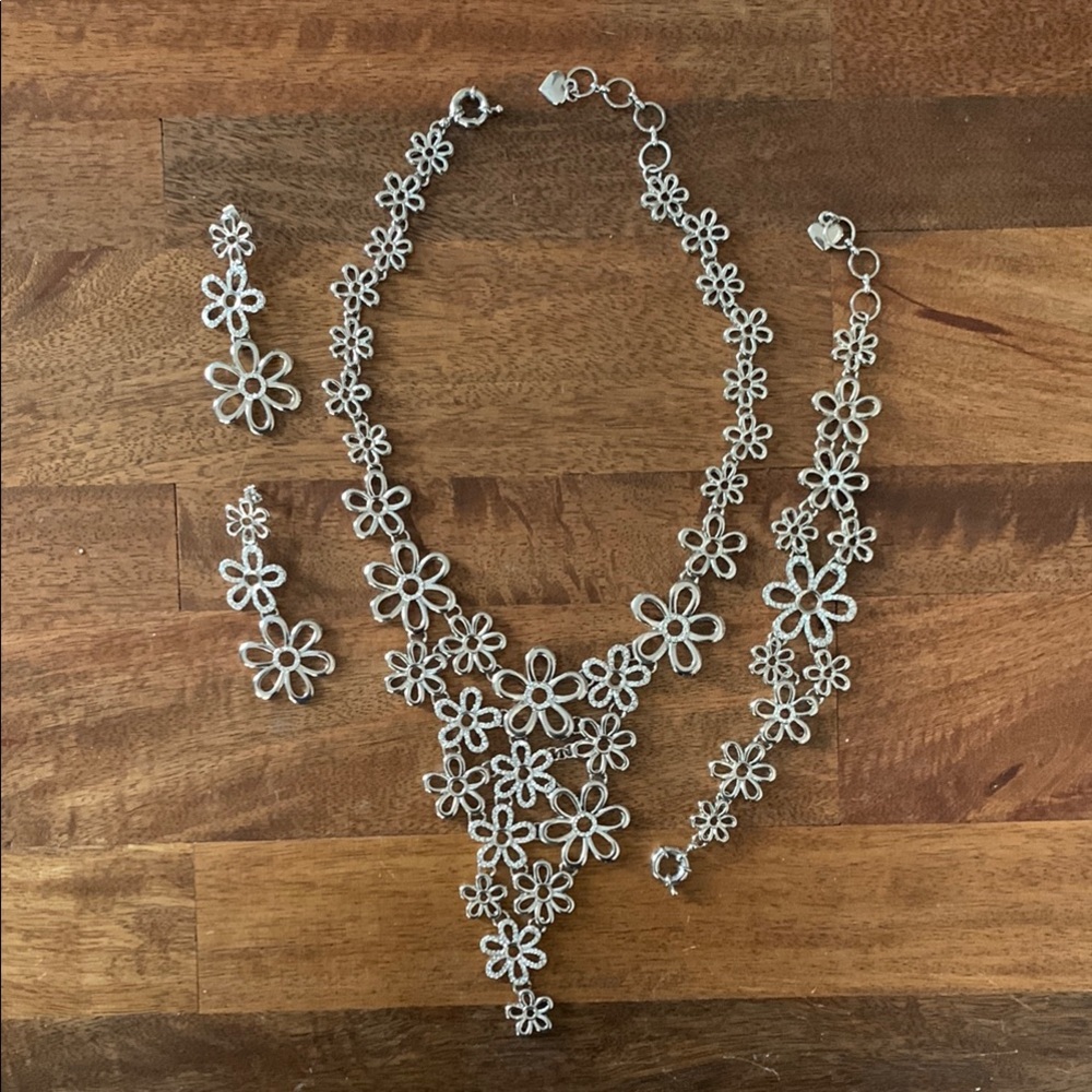 Floral Necklace, Bracelet, and Earring Set